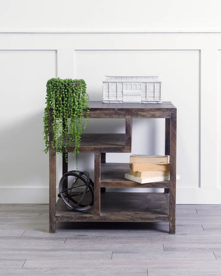 22" Brown Solid Wood Square End Table