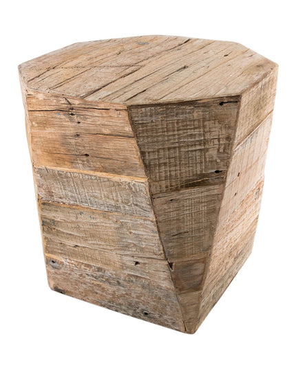 20" Brown Distressed Solid Wood Hexagonal Top Table