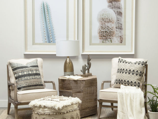 20" Brown Distressed Solid Wood Hexagonal Top Table