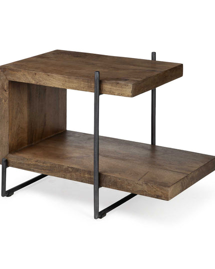 22" Brown Solid Wood Square End Table