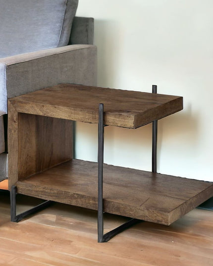 22" Brown Solid Wood Square End Table