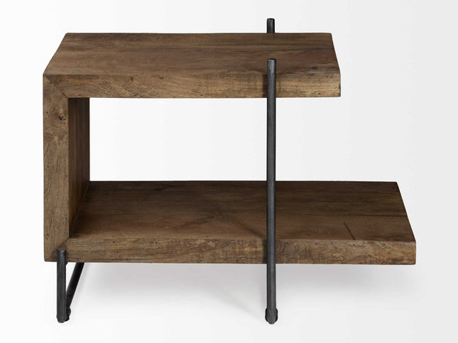 22" Brown Solid Wood Square End Table