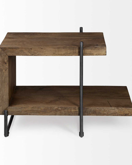 22" Brown Solid Wood Square End Table