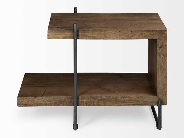 22" Brown Solid Wood Square End Table