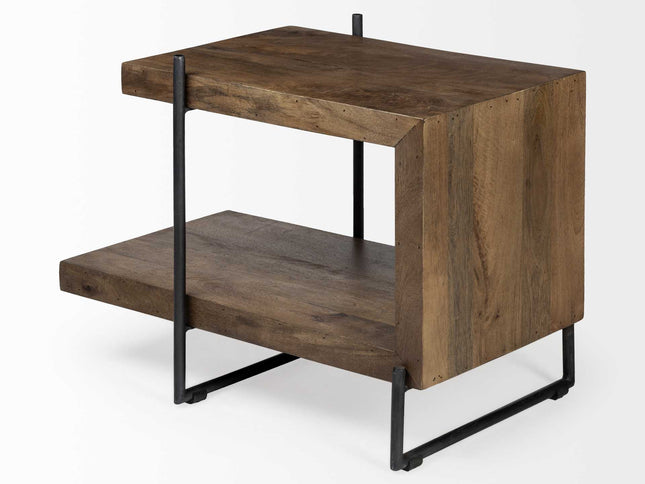 22" Brown Solid Wood Square End Table