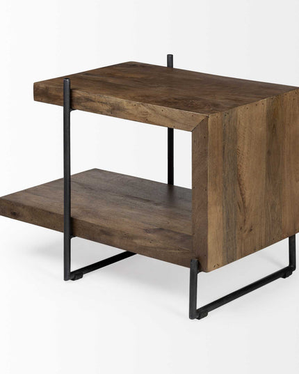 22" Brown Solid Wood Square End Table