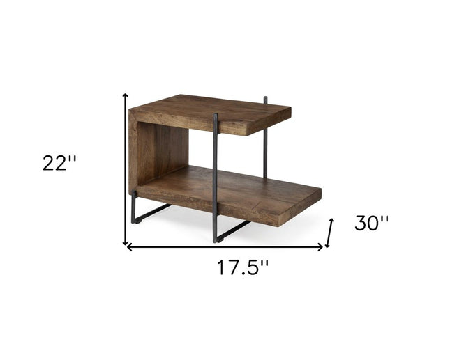 22" Brown Solid Wood Square End Table