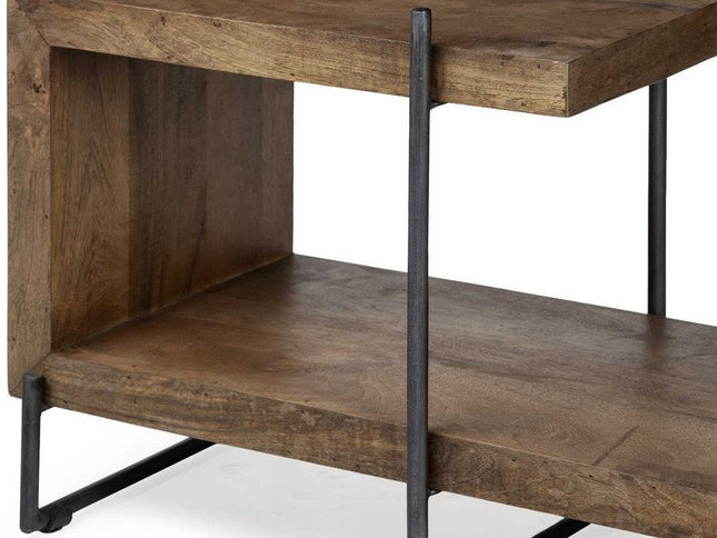 22" Brown Solid Wood Square End Table