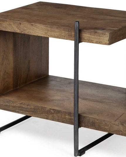 22" Brown Solid Wood Square End Table