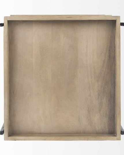 26" Brown Solid Wood Square End Table With Two Shelves