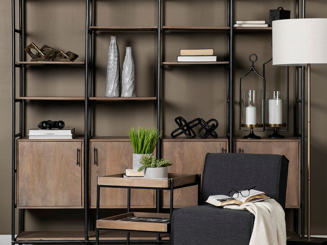 26" Brown Solid Wood Square End Table With Two Shelves
