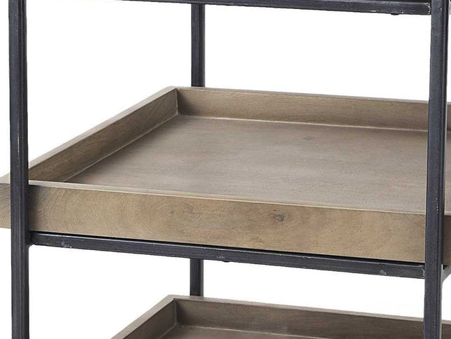 26" Brown Solid Wood Square End Table With Two Shelves