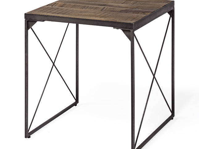 23" Brown Solid Wood Square End Table