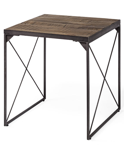 23" Brown Solid Wood Square End Table