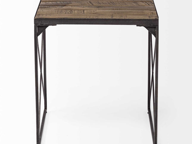 23" Brown Solid Wood Square End Table