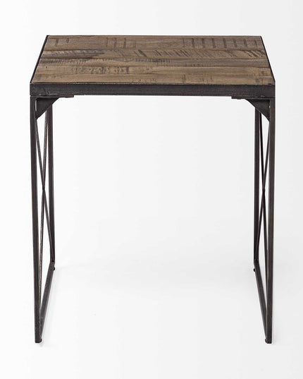 23" Brown Solid Wood Square End Table