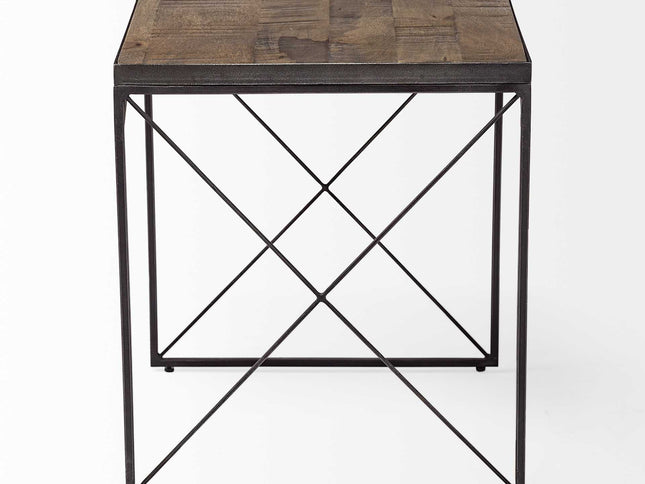 23" Brown Solid Wood Square End Table