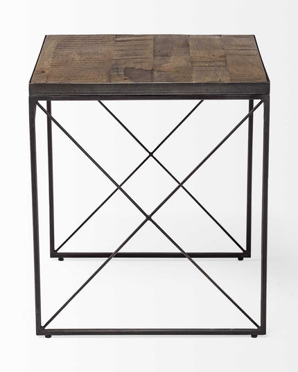 23" Brown Solid Wood Square End Table