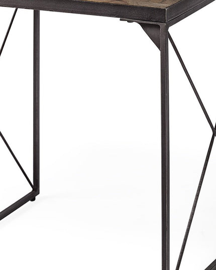 23" Brown Solid Wood Square End Table