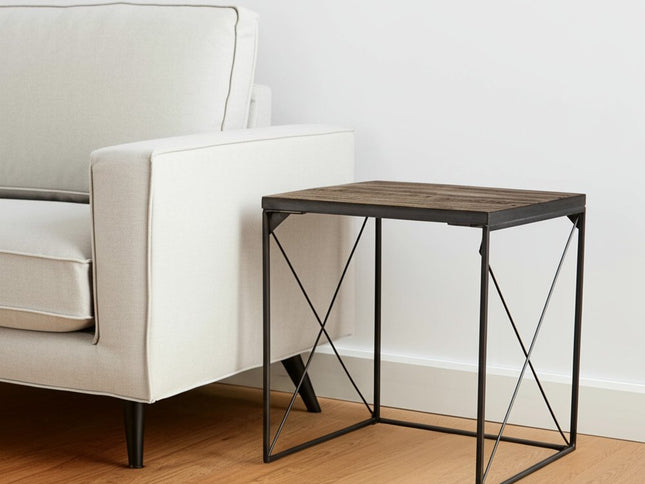 23" Brown Solid Wood Square End Table