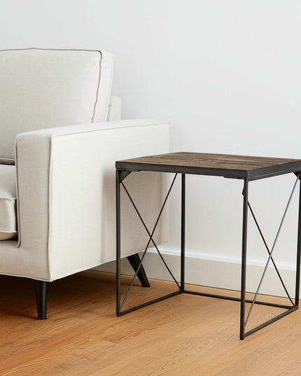 23" Brown Solid Wood Square End Table