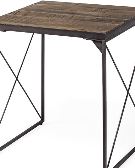 23" Brown Solid Wood Square End Table