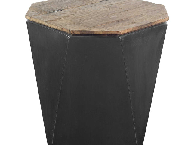 21" Black Solid Wood End Table