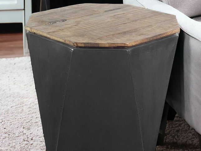 21" Black Solid Wood End Table