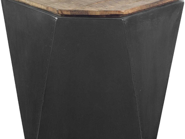 21" Black Solid Wood End Table
