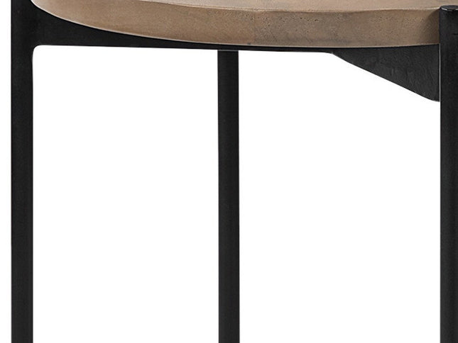 24" Brown And White Glass Round End Table