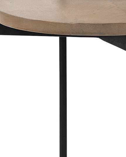 24" Brown And White Glass Round End Table