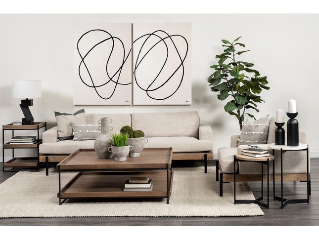 24" Brown And White Glass Round End Table