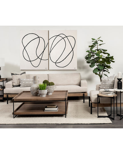 24" Brown And White Glass Round End Table