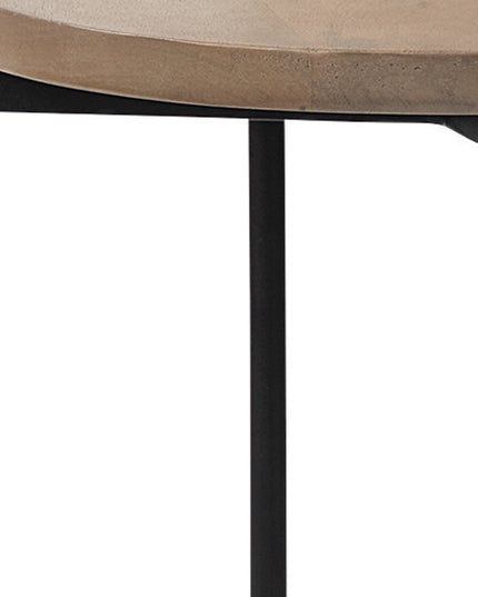 24" Brown And White Glass Round End Table