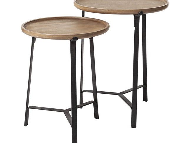 24" Brown Solid Wood Round End Table