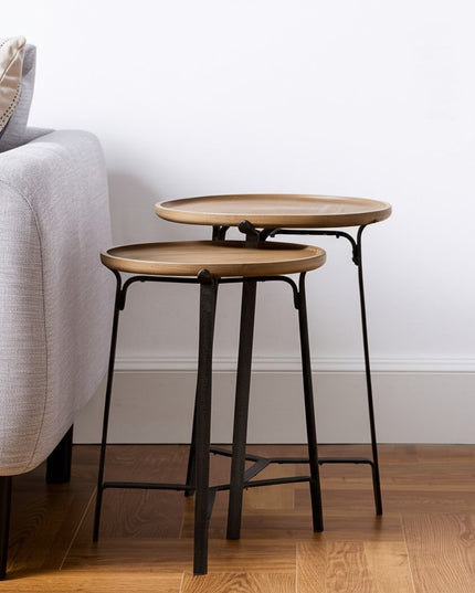 24" Brown Solid Wood Round End Table