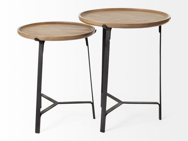 24" Brown Solid Wood Round End Table