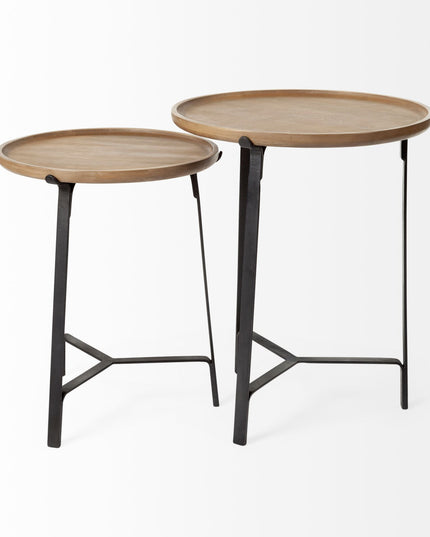 24" Brown Solid Wood Round End Table