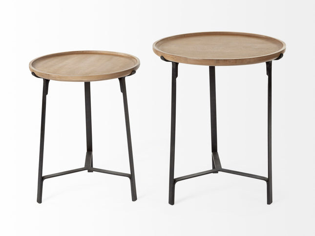 24" Brown Solid Wood Round End Table