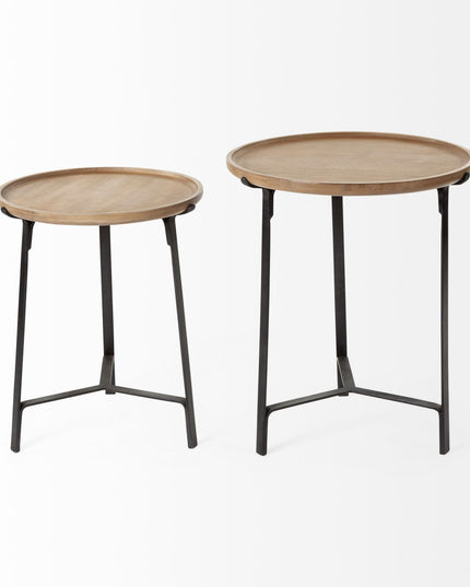 24" Brown Solid Wood Round End Table