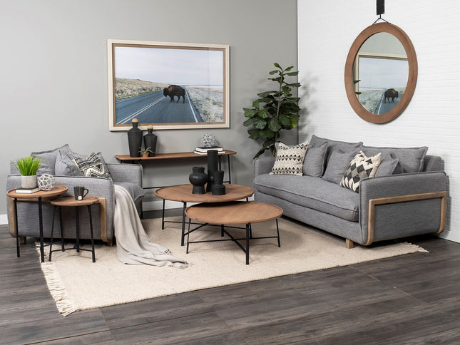 24" Brown Solid Wood Round End Table