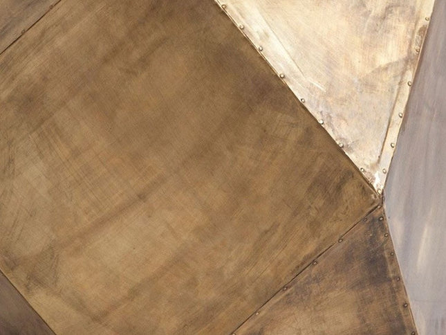 19" Brass Distressed Brass Square Block End Table