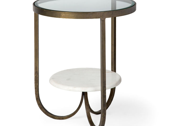 24" White Glass Round End Table
