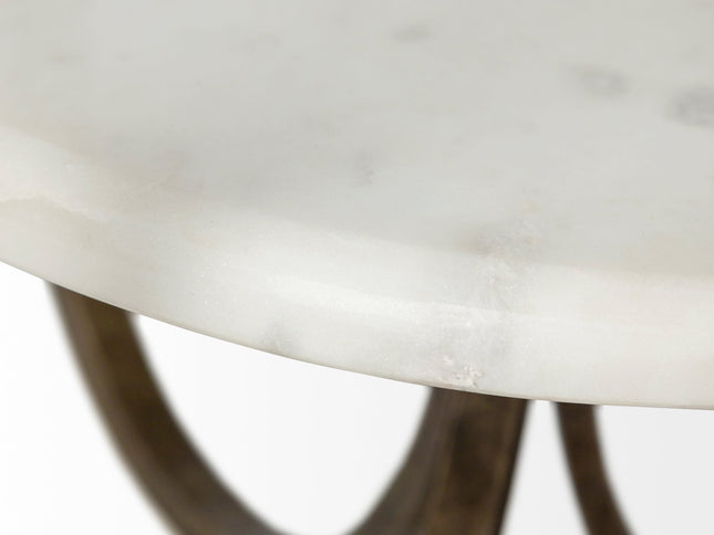 24" White Glass Round End Table