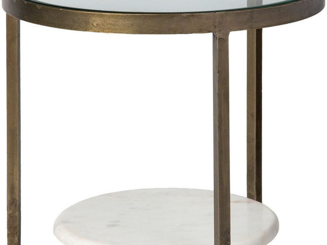 24" White Glass Round End Table