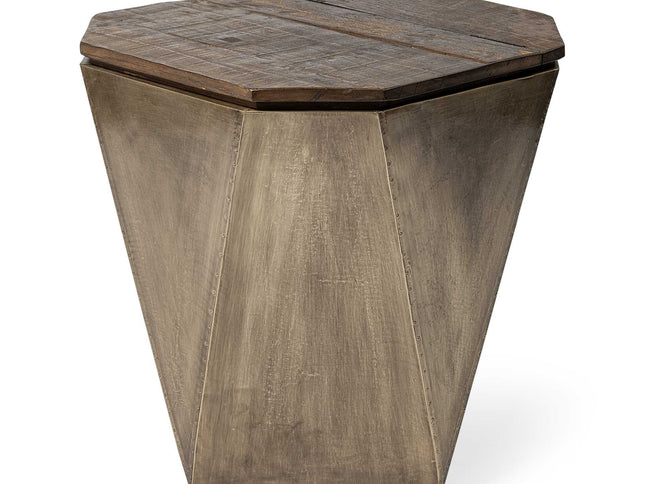21" Brown Solid Wood End Table