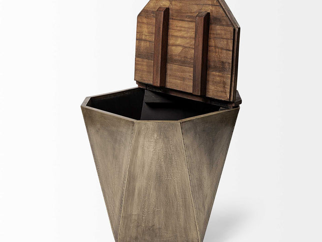 21" Brown Solid Wood End Table