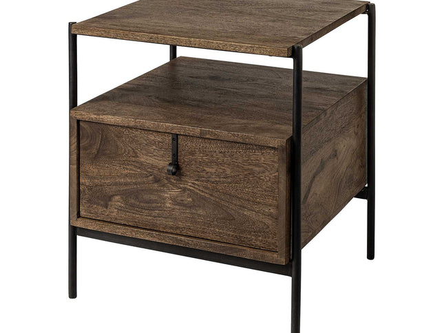 24" Brown Solid Wood Square End Table