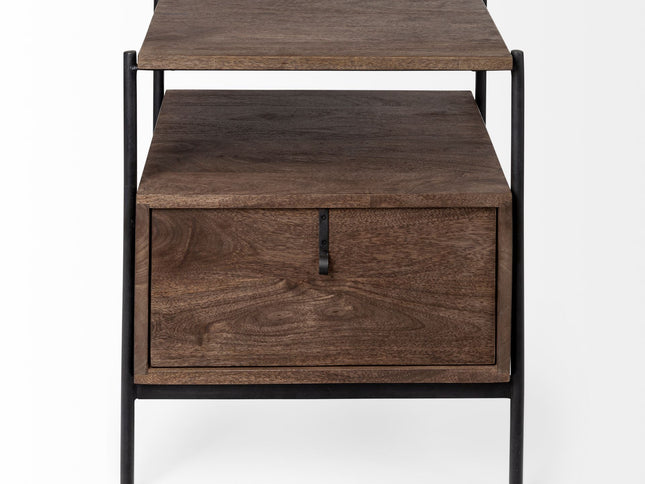 24" Brown Solid Wood Square End Table