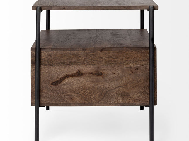 24" Brown Solid Wood Square End Table